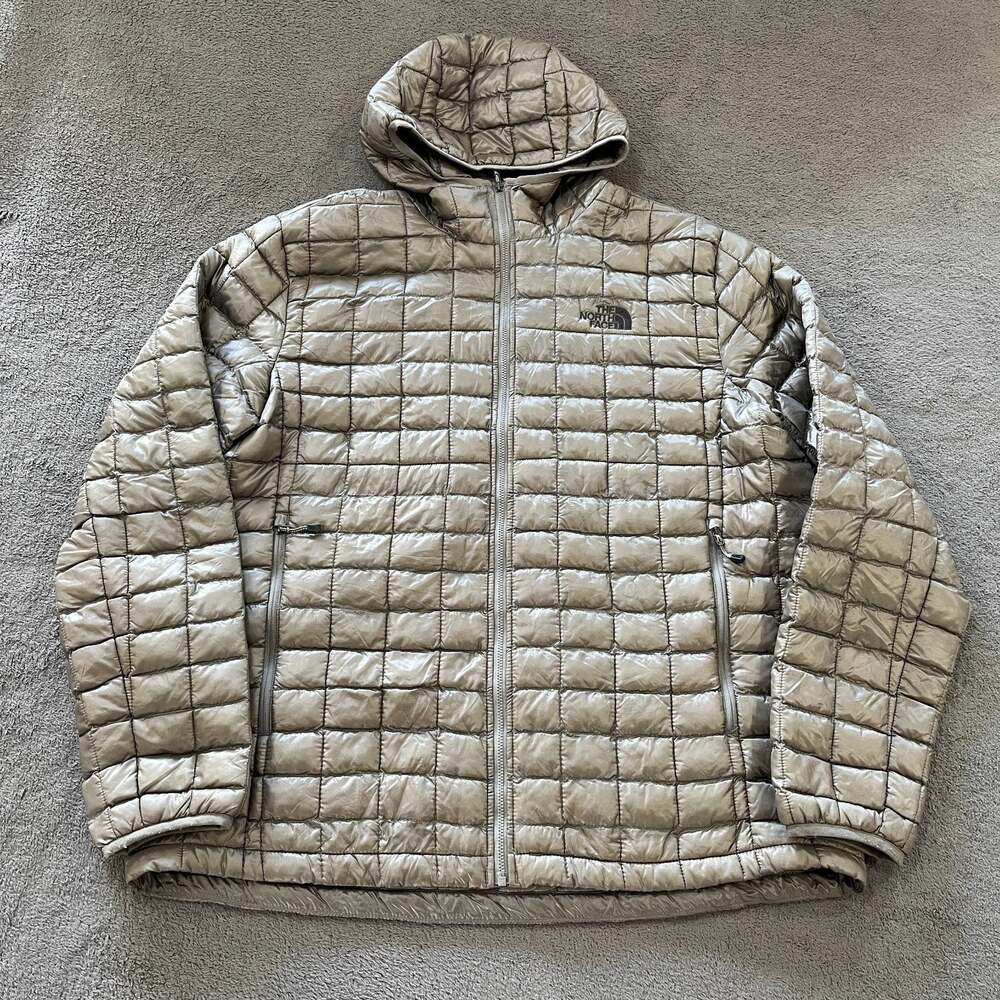 The North Face ThermoBall Metallic Bronze Gold Hooded Puffer Jacket Men's XL